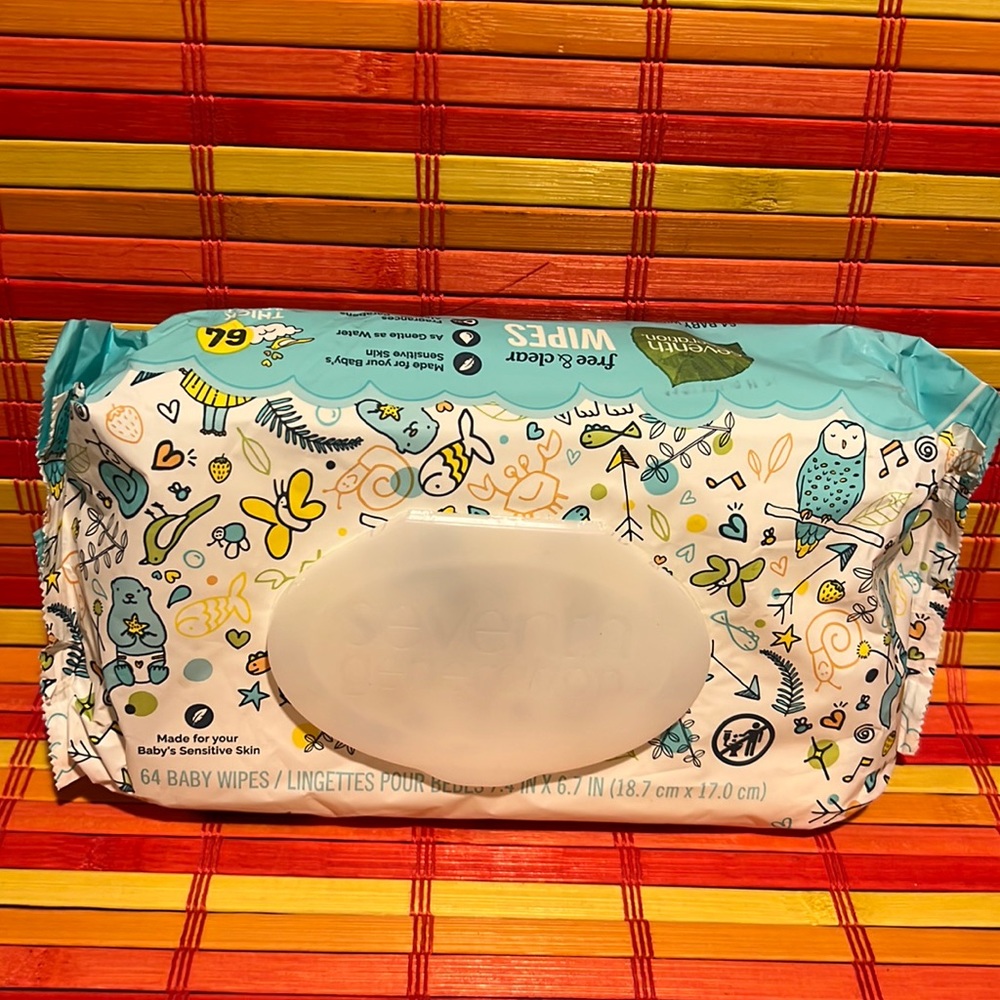 6 Seventh Generation Baby Wipes, Free & Clear - 64 ct . set of 6 for $18